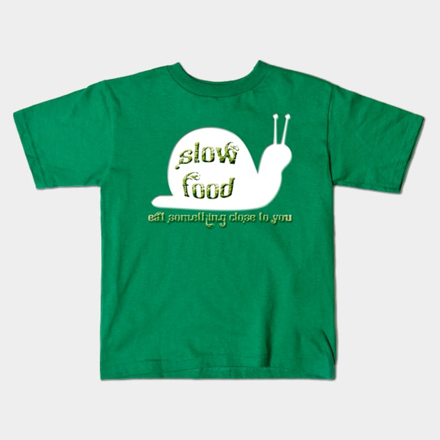 Slow Food Snail Kids T-Shirt by Izmet